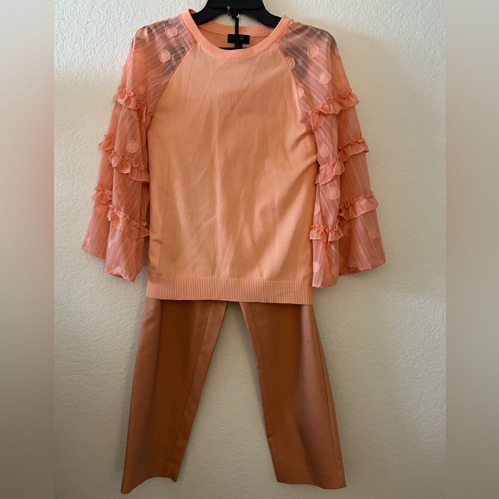 Pink Ruffled 3/4 Sleeve Blouse - Picture 8 of 8